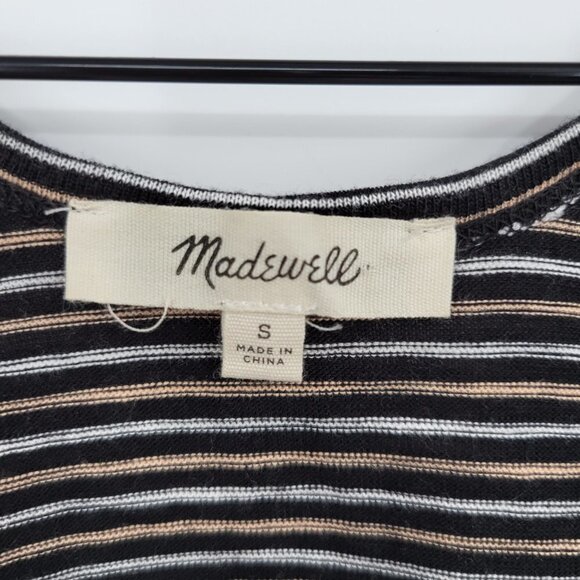 Madewell Women Black Striped Scoop Neck Knit Sleeveless Stretchable Mini Dress - Picture 6 of 11